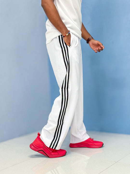 Short Sleeve Korean Tshirt and Baggy Pant Co-ord Set for Men - White + White – alternate view – 7MAN India