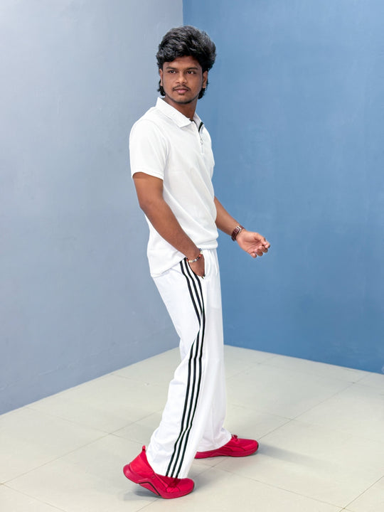 Short Sleeve Korean Tshirt and Baggy Pant Co-ord Set for Men - White + White – 7MAN Men's Fashion India