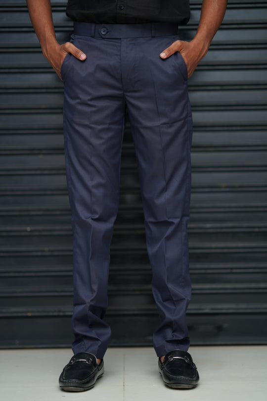 Men’s Premium Polo Fit Pants | Formal & Casual Slim Fit Bottom Wear - Navy Blue – 7MAN Men's Fashion India
