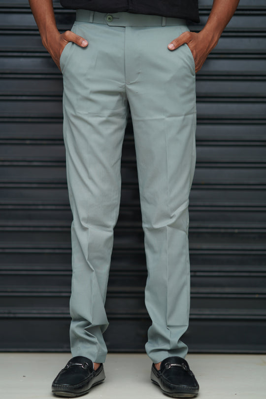 Men’s Premium Polo Fit Pants | Formal & Casual Slim Fit Bottom Wear - Mint Grey – 7MAN Men's Fashion India