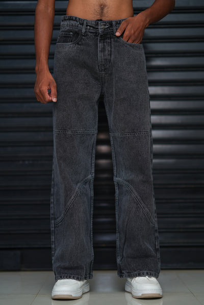 Men’s Washed Black Denim Jeans – Street Style Relaxed Fit Jeans for Men