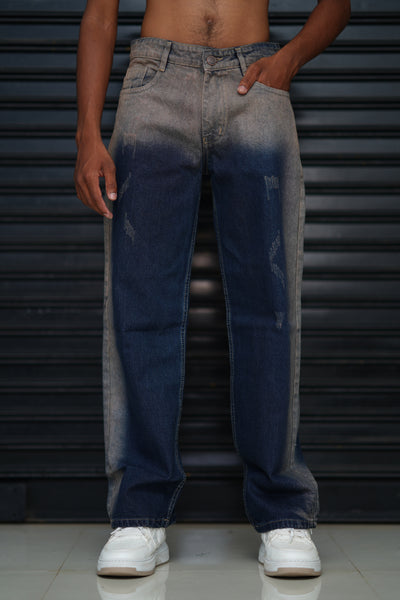 Men’s Dual Tone Washed Denim Jeans – Stylish Faded Casual Jeans for Men