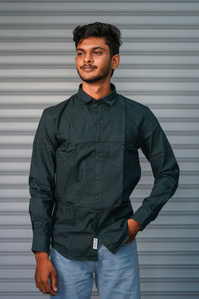 Men’s Solid Shirt | Smart Casual Cotton Shirt for Daily Wear & Office Look - Teal Green
