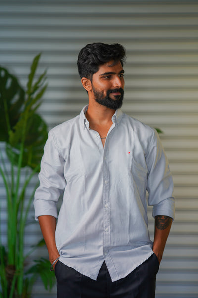 Men’s Full Sleeve Soft Linen Casual Striped Shirt for Men | Premium Shirt - Steel Grey