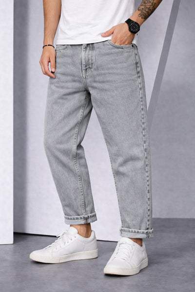 Barrel Fit Jeans for Men — Oversized Denim Pant - Light Ash