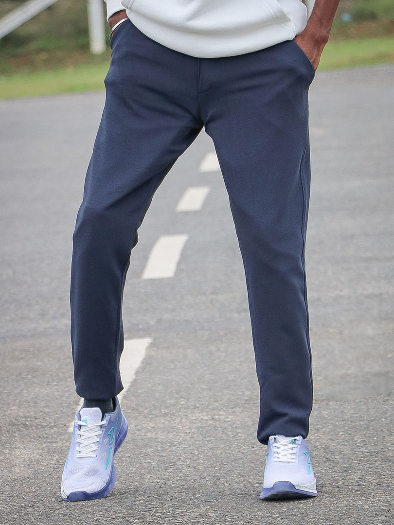 NAVY BLUE Lycra Pant for Men with regular fit in full length