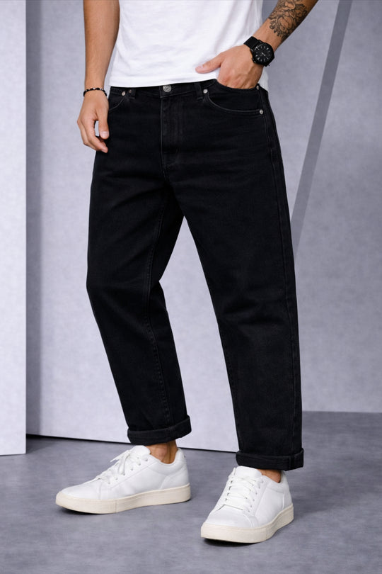 Men’s Mom Fit Jeans – Relaxed Fit Trendy Casual Denim Pants - Black – 7MAN Men's Fashion India