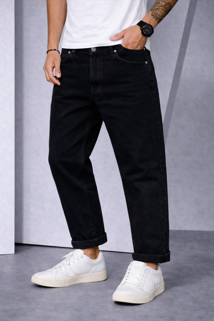 Men’s Mom Fit Jeans – Relaxed Fit Trendy Casual Denim Pants - Black