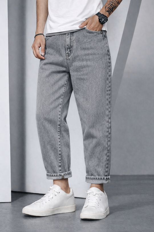 Barrel Fit Jeans for Men — Oversized Denim Pant - Dark Grey – 7MAN Men's Fashion India