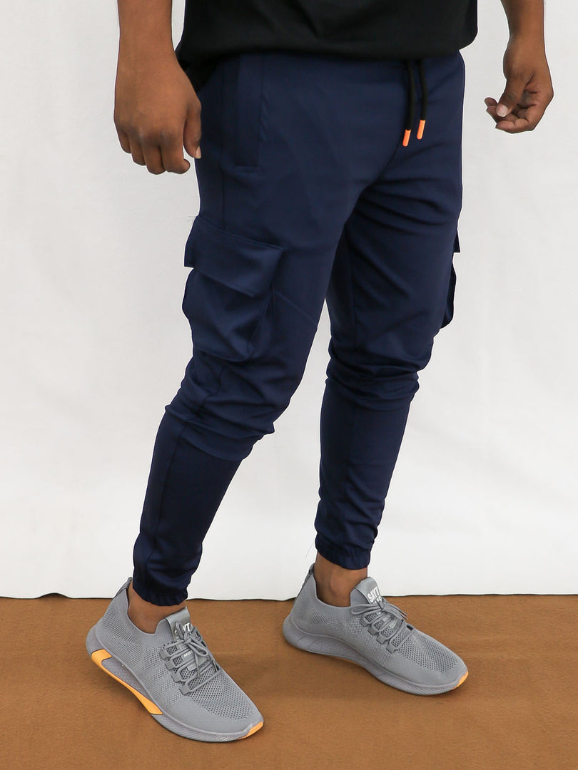 MENS LYCRA CARGO PANT WITH DOUBLE POCKET-NAVY BLUE