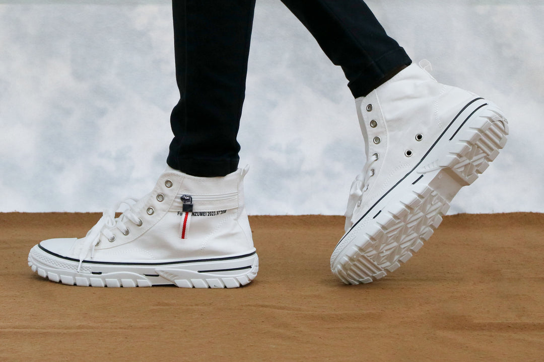 Men's Trendy White High Neck Casual Lace-Up Shoes