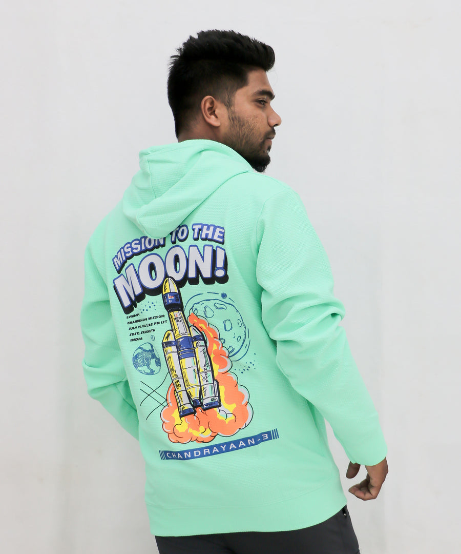 Full Sleeve Green Back Printed Men's Pull Over Hoodie