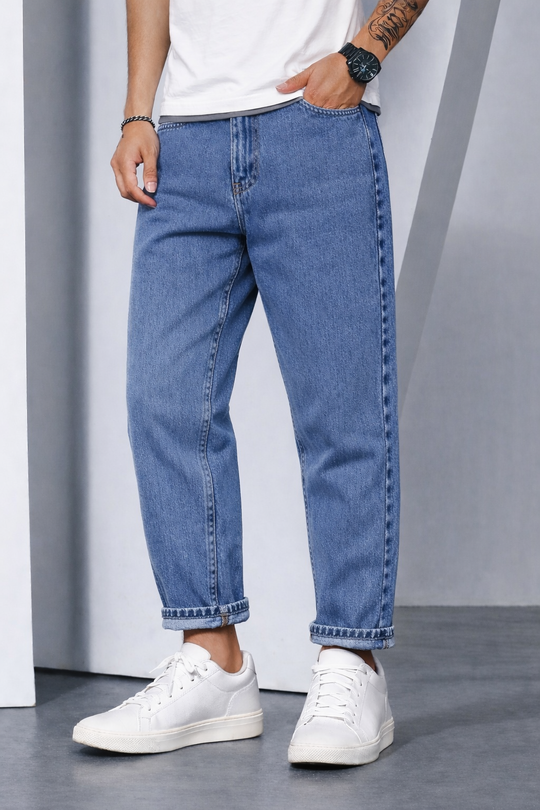 Barrel Fit Jeans for Men — Oversized Denim Pant - Denim Blue – 7MAN Men's Fashion India