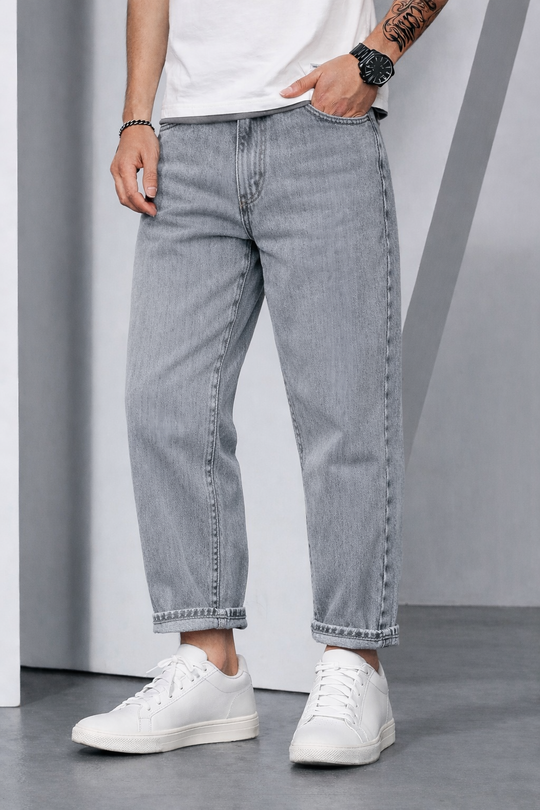 Barrel Fit Jeans for Men — Oversized Denim Pant - Light Grey – 7MAN Men's Fashion India