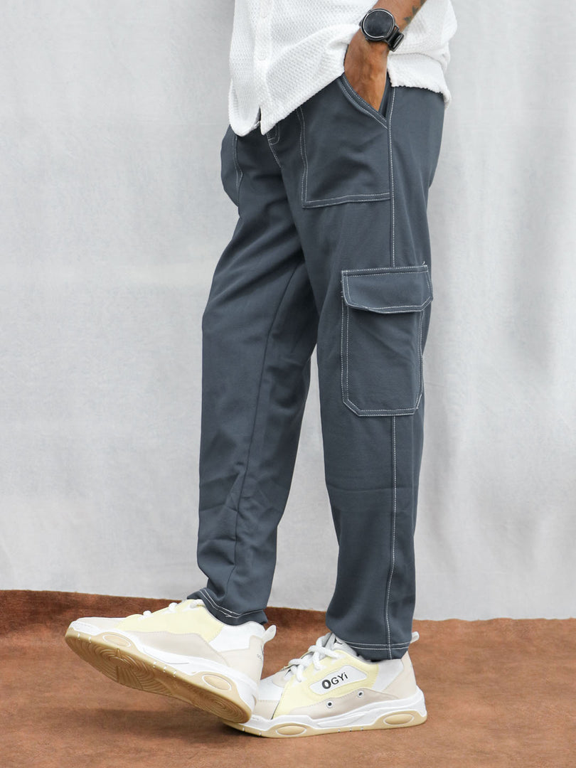 Men's Trendy Baggy Track Pant - Dark gray