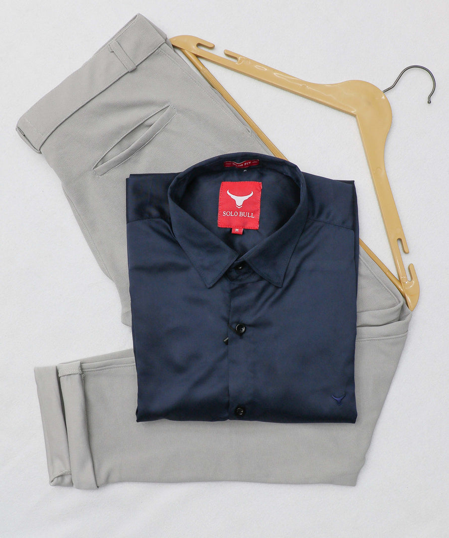NAVY BLUE AND GRAY SHIRT AND PANT COMBO