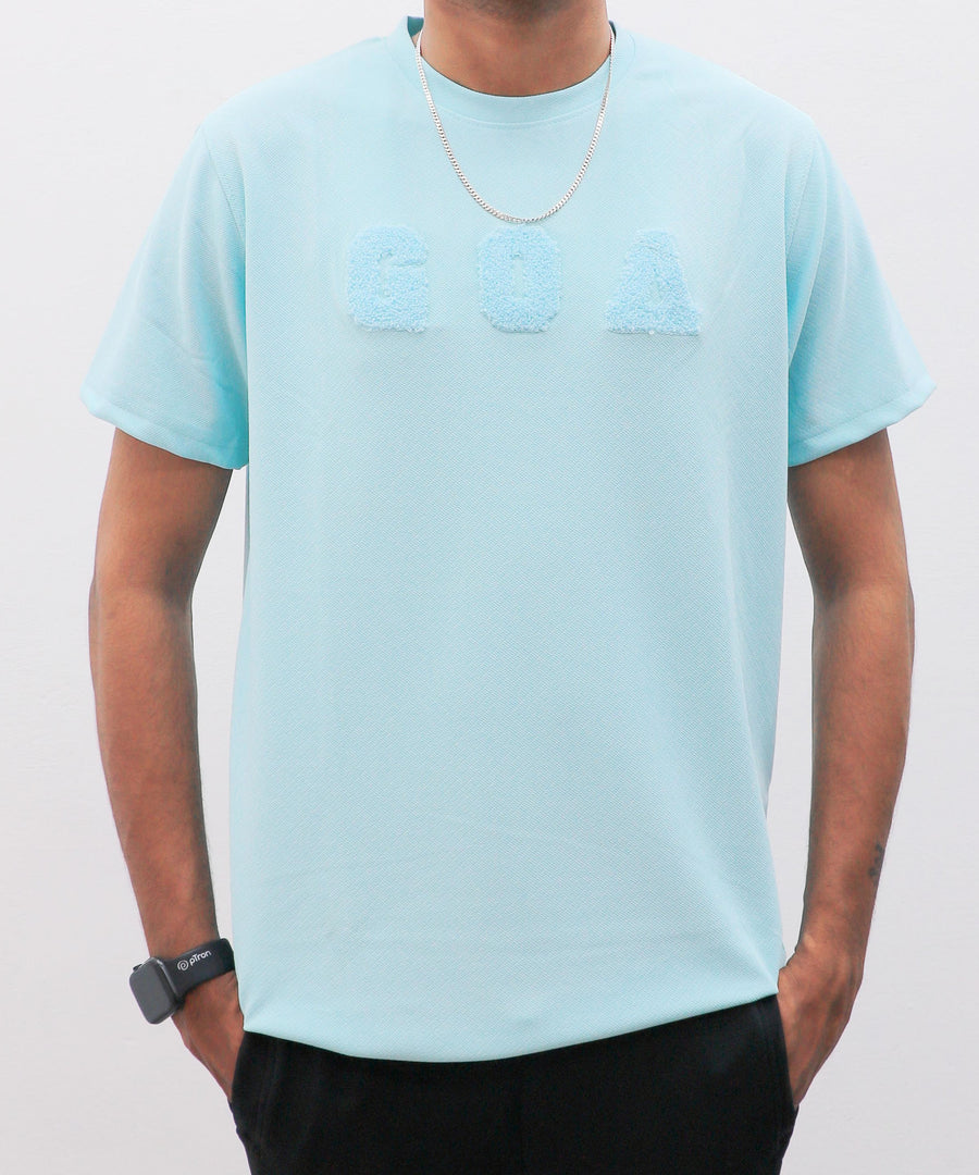 Casual Round Neck Blue Printed Half Sleeve Goa T-shirt