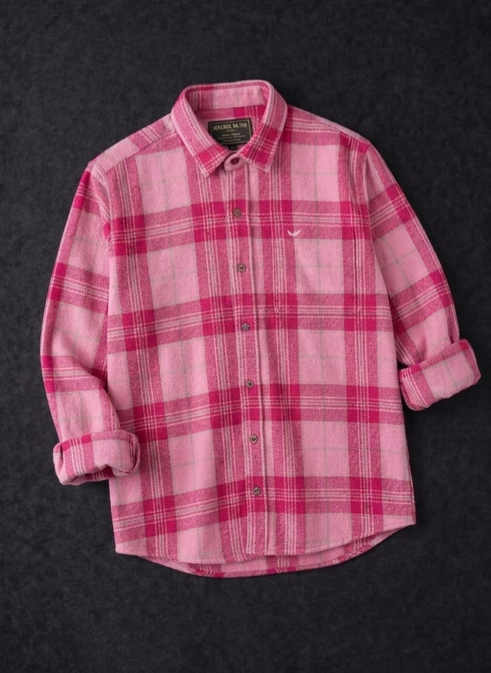 Men’s Premium Trendy Checked Shirt | Casual Full Sleeve Shirt - Pink