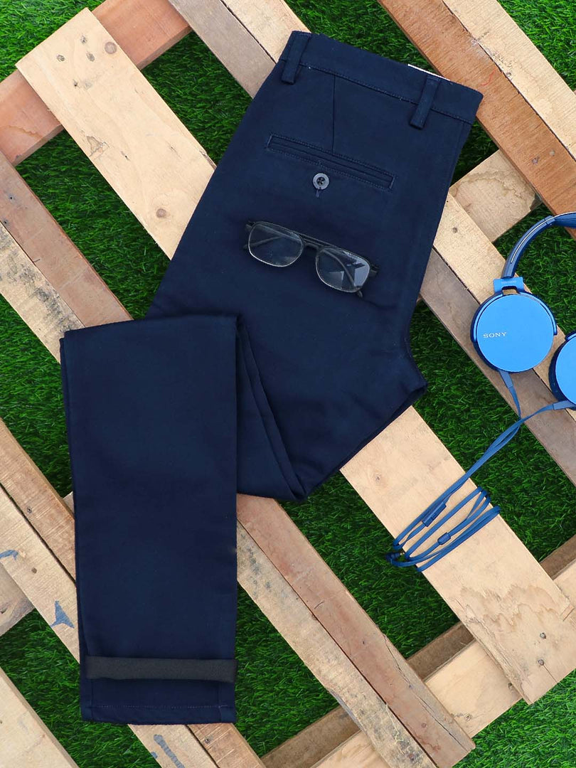 Full Lenght Navy Blue Regular Fit Cotton Men's Formal Pant – 7 Man