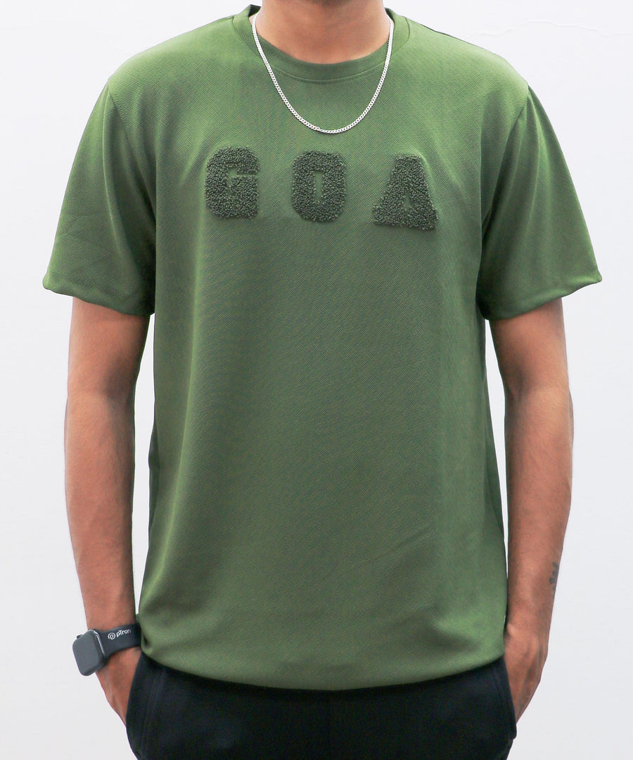 Green Casual Round Neck Printed Half Sleeve Goa T-shirt