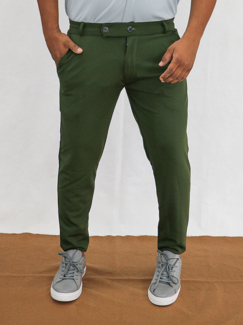 Casual Men's Regular Fit Plain Lycra Pant in Green – 7 Man
