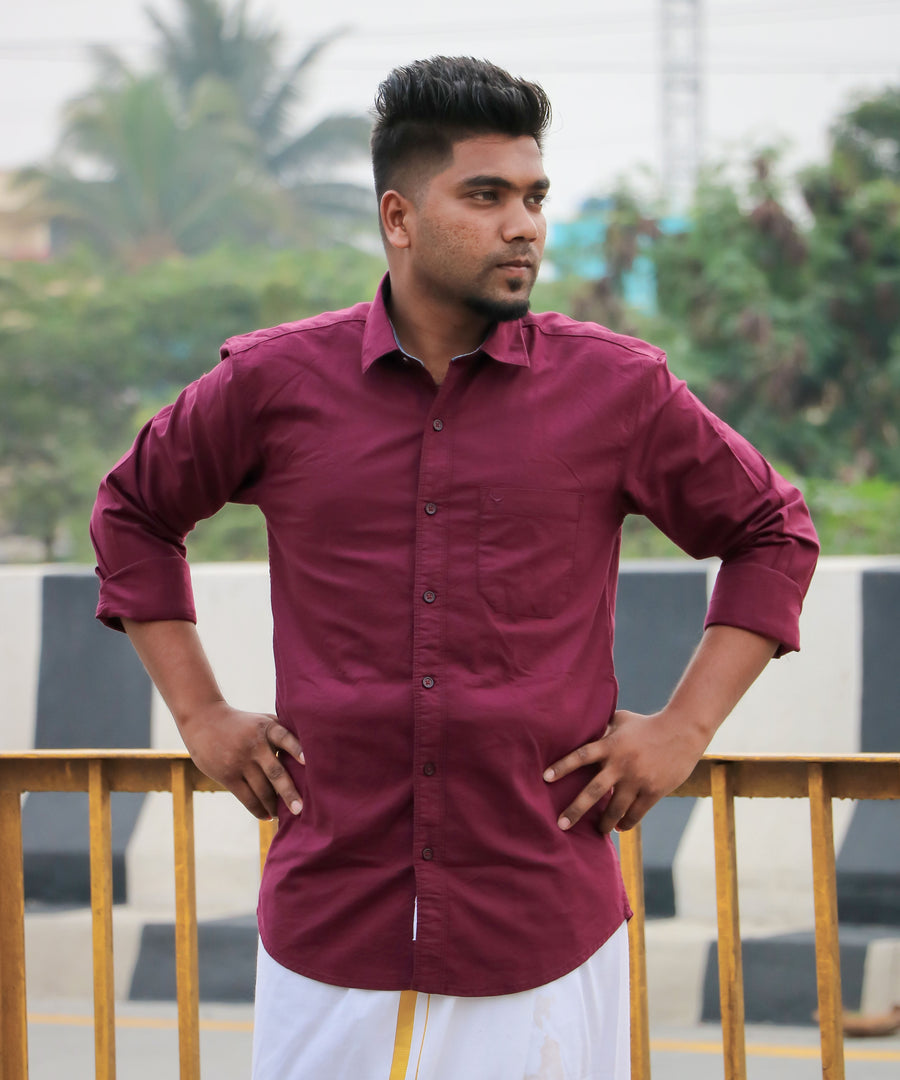 Maroon colour 2025 plain shirt