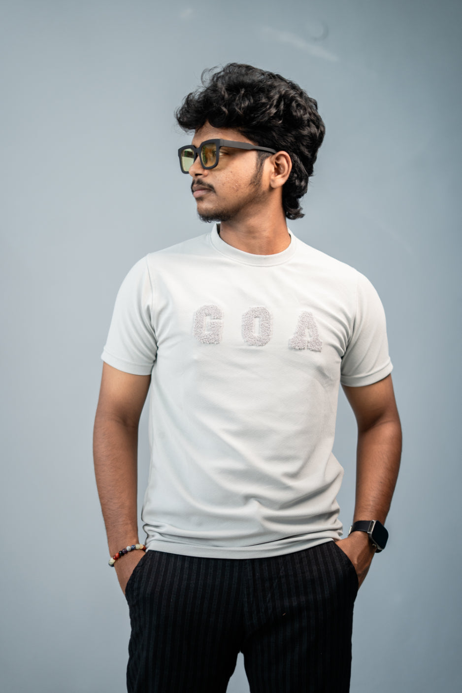 Short Sleeve Round Neck GOA Printed Tshirt -Ash