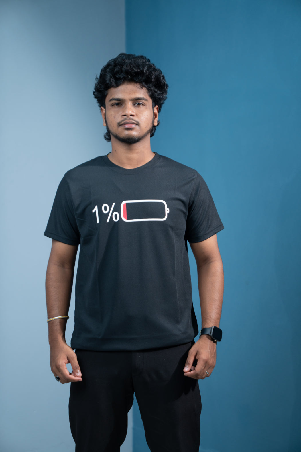 Trending Oversized BATTERY Printed T-Shirt for Men-Black