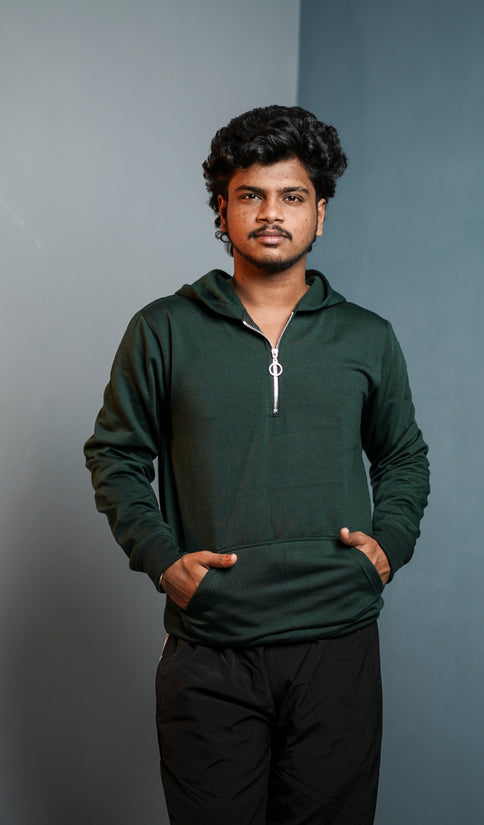 Men’s Full Sleeve  Zipper  Hoodie | Oversized Winter Hoodie for Men - Bottle Green