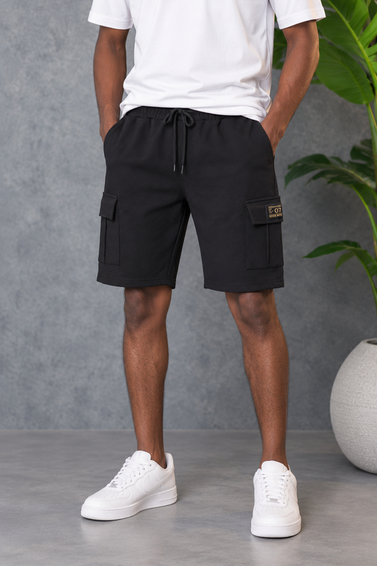 Men's Ottoman Textured Cargo Shorts - Jet Black – 7MAN Men's Fashion India