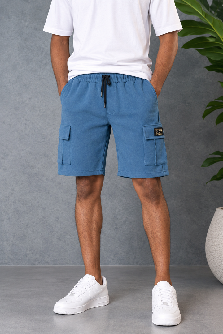 Men's Ottoman Textured Cargo Shorts - Steel Blue