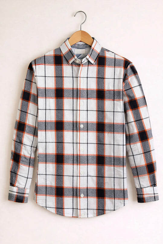 Men’s BIG BOX Checked Full Sleeve Shirt Trendy Casual Wear- White and Grey -11 – 7MAN Men's Fashion India