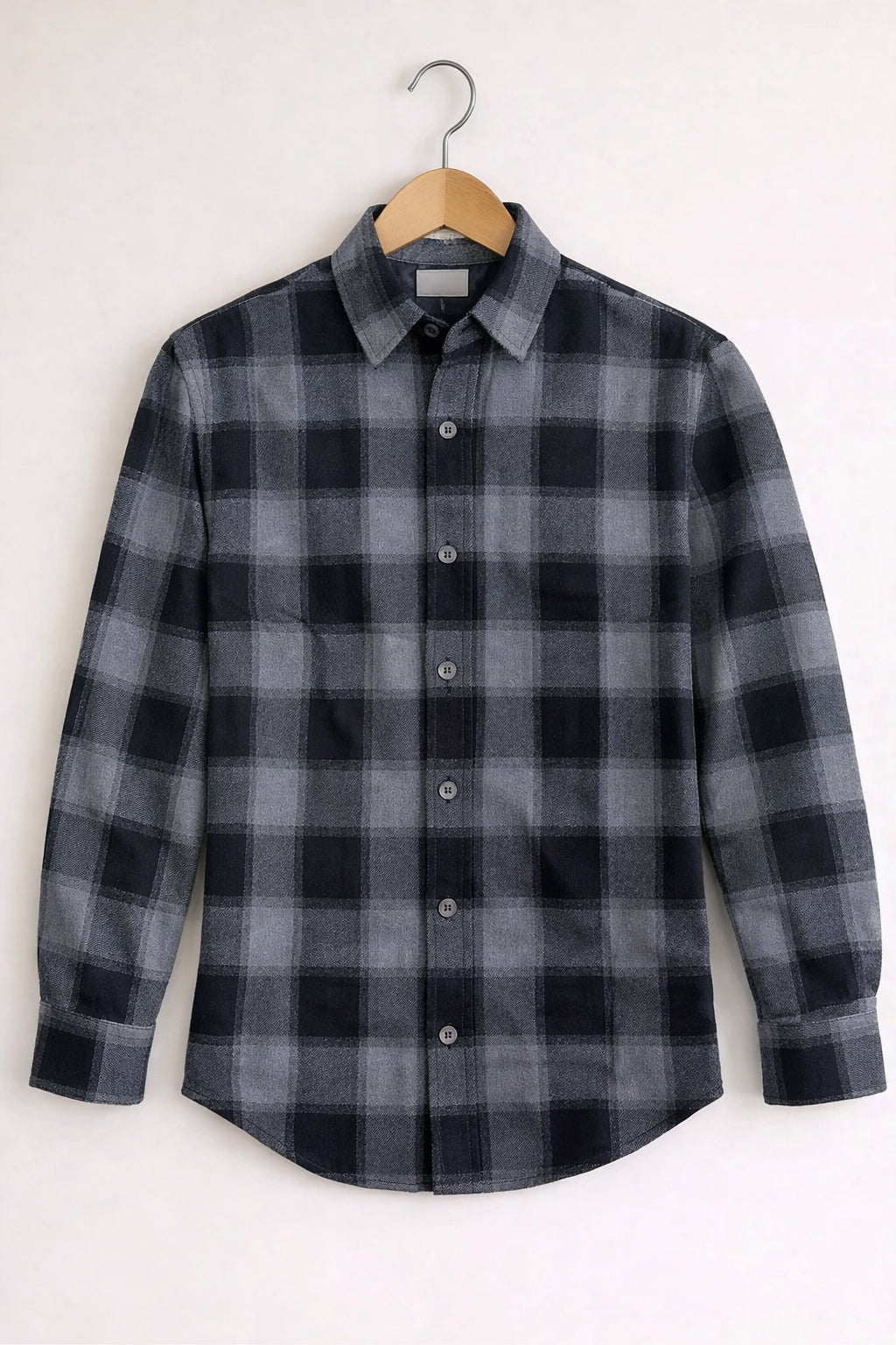 Men’s BIG BOX Checked Full Sleeve Shirt Trendy Casual Wear- Grey and Black