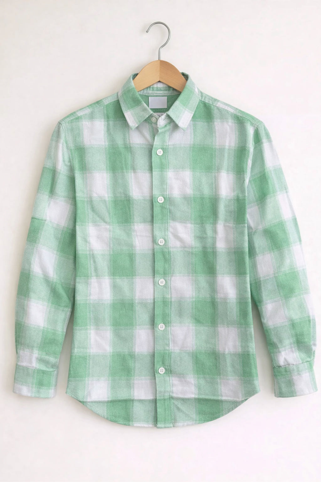 Men’s BIG BOX Checked Full Sleeve Shirt Trendy Casual Wear- Green and White