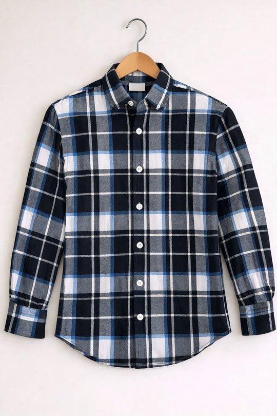 Men’s BIG BOX Checked Full Sleeve Shirt Trendy Casual Wear- Black and Ash -21 – 7MAN Men's Fashion India