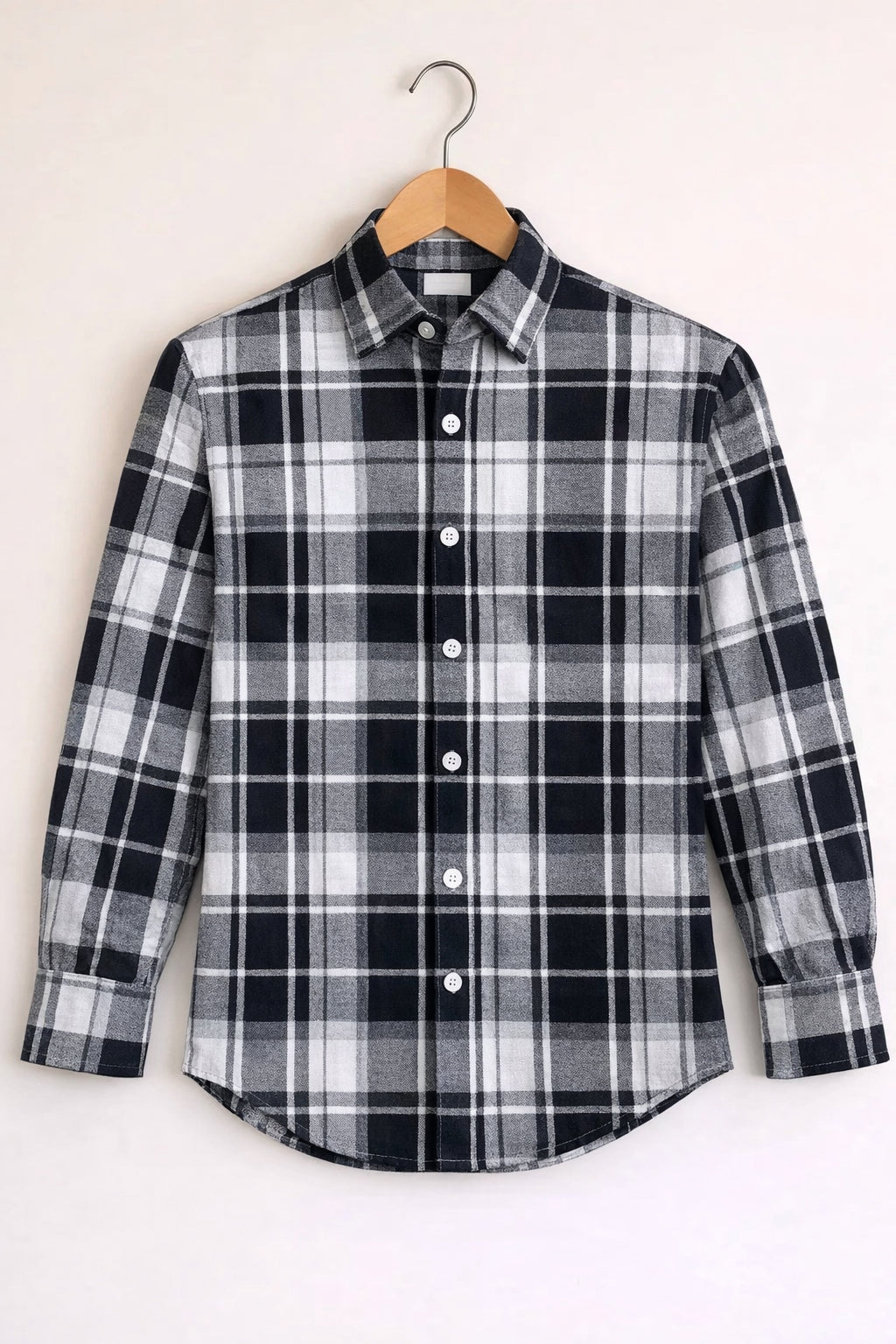 Men’s BIG BOX Checked Full Sleeve Shirt Trendy Casual Wear- Black and Light Ash