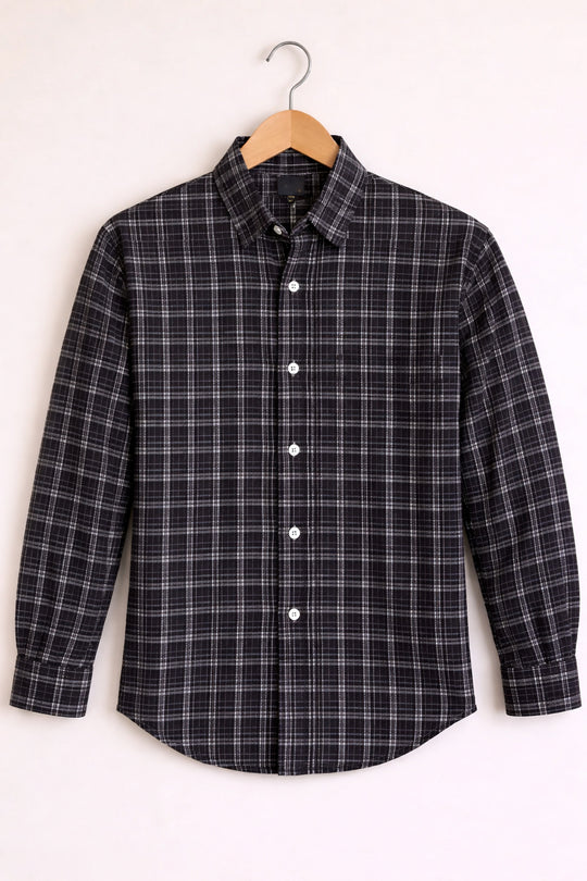Men’s SMALL BOX Checked Full Sleeve Shirt Trendy Casual Wear- Brown -6 – 7MAN Men's Fashion India