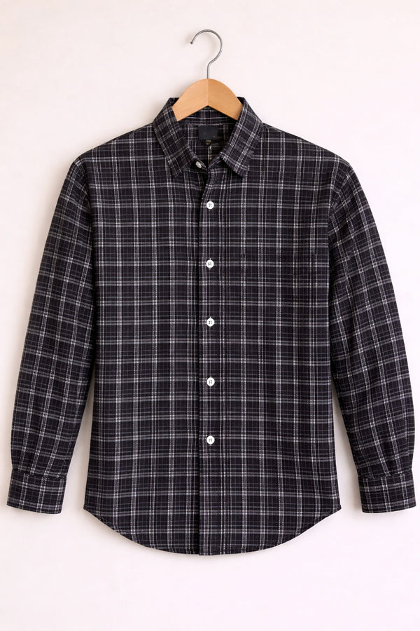 Men’s SMALL BOX Checked Full Sleeve Shirt Trendy Casual Wear- Brown -6