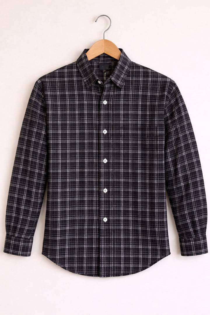Men’s SMALL BOX Checked Full Sleeve Shirt Trendy Casual Wear- Brown -6