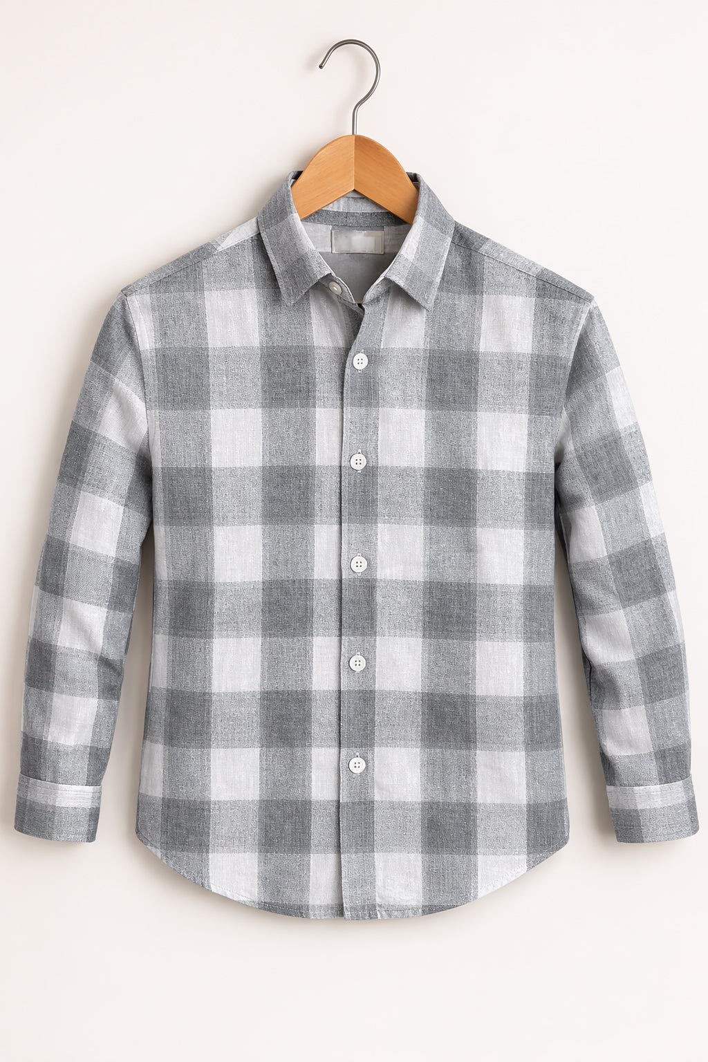 Men’s SMALL BOX Checked Full Sleeve Shirt Trendy Casual Wear- Grey and White