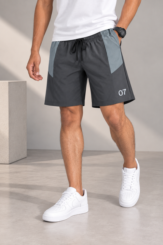 Men's Athletic Fit 07 Printed Lycra Shorts - Grey – 7MAN Men's Fashion India