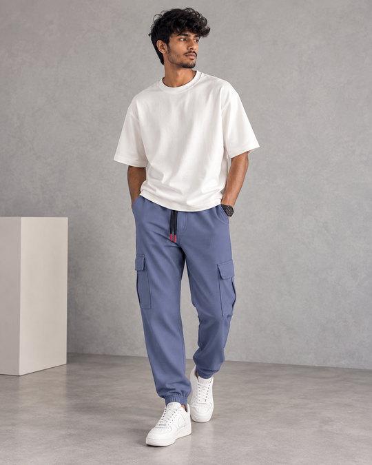 ATTRACTIVE MEN'S POPCORN CARGO TRACK PANT- DARK ASH – 7MAN Men's Fashion India