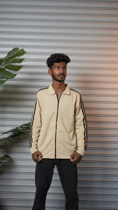 Men's Triple Stripe Full-Zip Full Sleeve Jacket - Sandle