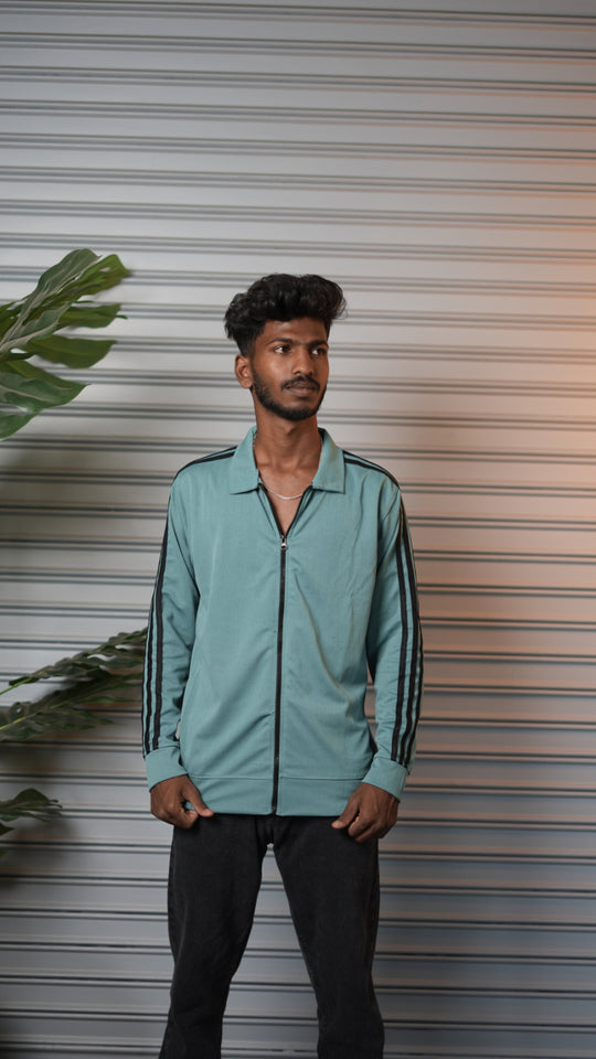 Men's Triple Stripe Full-Zip Full Sleeve Jacket - Ramar Green – 7MAN Men's Fashion India
