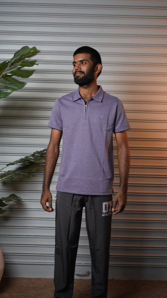 Men's Short Sleeve "COTTON " Half-Zip Collar Polo T-Shirt - Violet – 7MAN Men's Fashion India