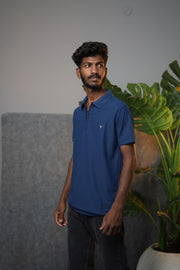 Men’s Solid Zipper Polo T-Shirt – Casual Half Sleeve Polo Tee - Royal Blue