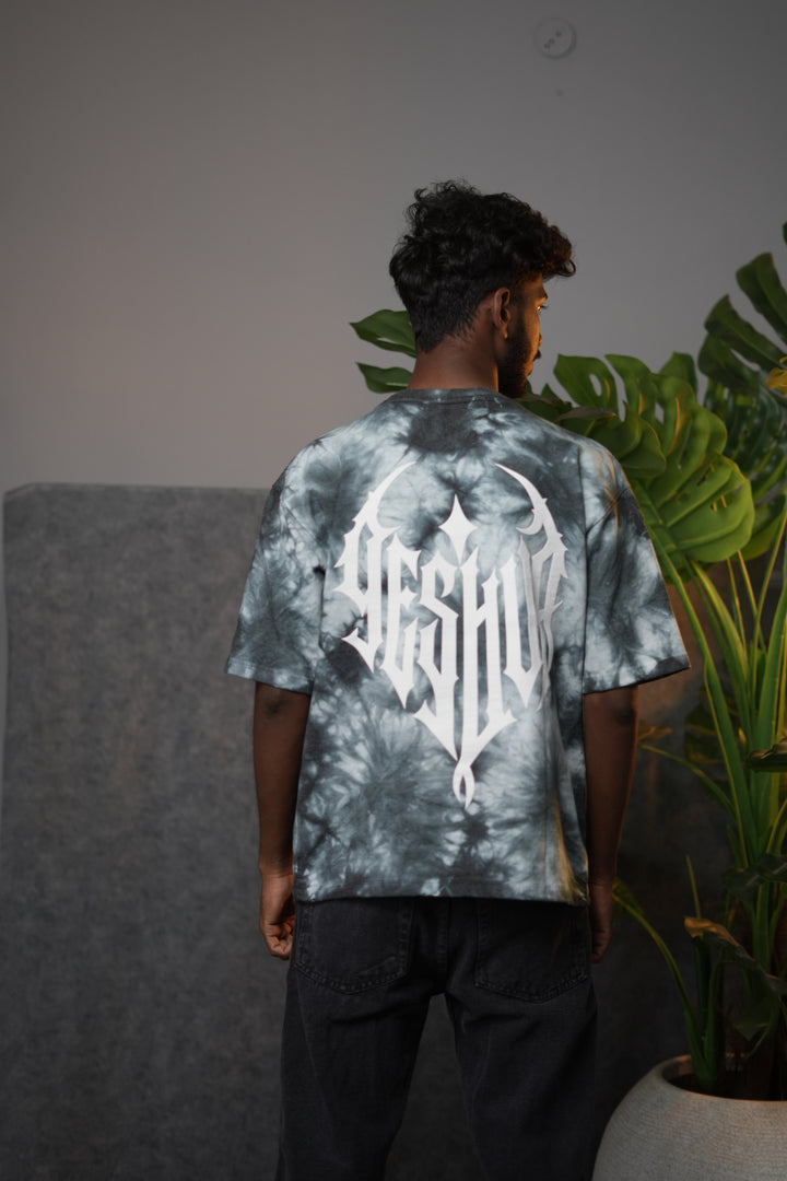 Men's Oversized  GREEN FIT Tie-Dye T-Shirt - Charcoal
