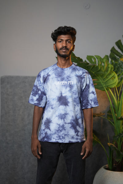 Men's Oversized  GREEN FIT Tie-Dye T-Shirt - Blue
