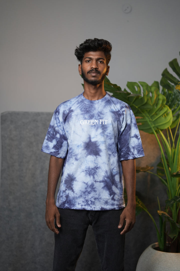 Men's Oversized  GREEN FIT Tie-Dye T-Shirt - Blue
