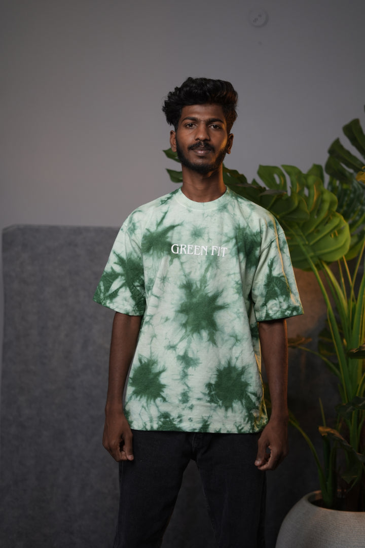 Men's Oversized  GREEN FIT Tie-Dye T-Shirt - Green